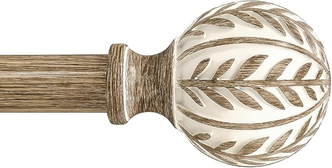 QDWIS Boho Wood Curtain Rods for Windows 48 to 84 inch, Rustic Decorative by Unknown