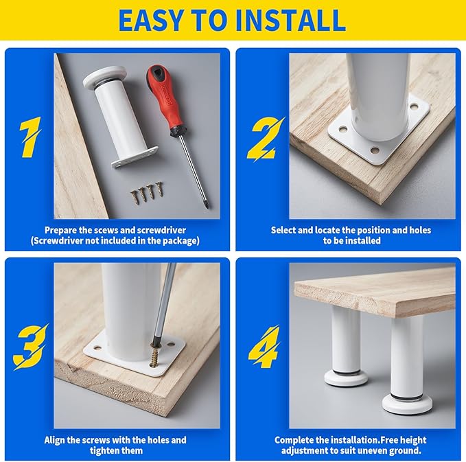 4 PCS Adjustable Height Bed Support Legs - Image 5