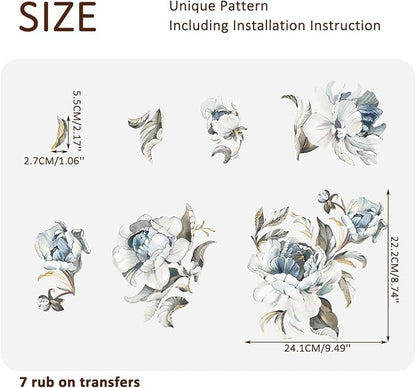 Floral Vintage Rub on Transfer for Furniture Large Flower UV DTF Transfer - Image 4