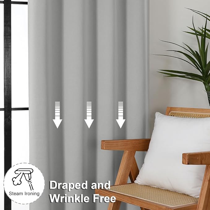 Simplebrand Ava Silver Grey Short 24 Inches Blackout Curtain 2 Panels Set - Image 7