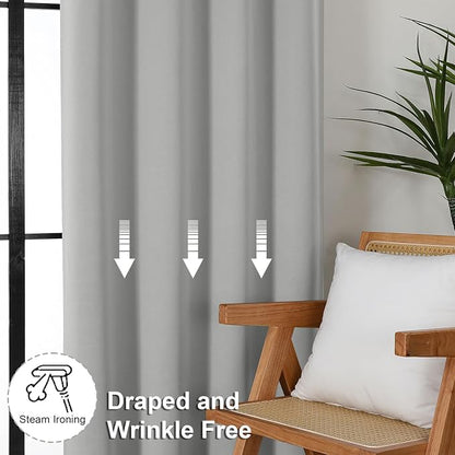 Simplebrand Ava Silver Grey Short 24 Inches Blackout Curtain 2 Panels Set - Image 7