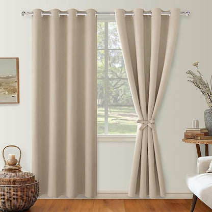 Blackout Curtains for Bedroom, 52 x 84 Inches Long, Taupe 2 Panels | Thermal - Image 8