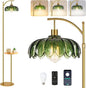 QIYIZM Glass Floor Lamp with Table and Shelves by QIYIZM