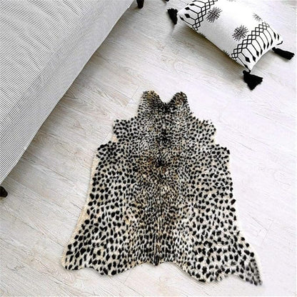 Leopard Print Area Rug Faux Cowhide Skin Fur Non-Slip Cheetah Rug Small Accent - Image 8
