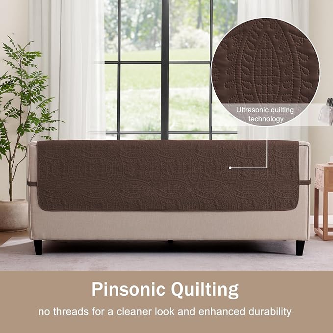 Soft Couch Cover with Pockets for Extra-Large Sofa, Medallion Quilted Design - Image 9