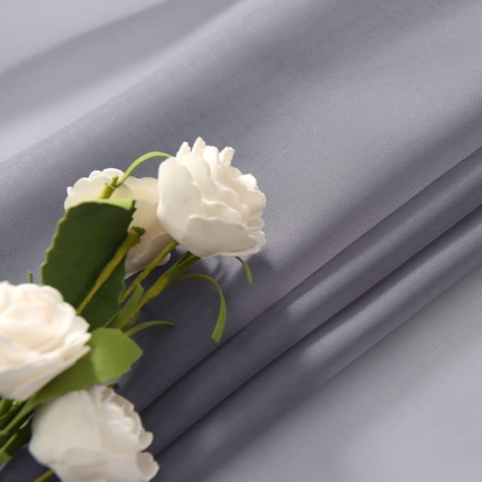 SpaceDresser Grey Sheer Curtains 4 Panels Rod Pocket Semi-Sheer Curtain 96 - Image 6