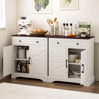 Buffet Cabinet with Storage, Coffee Bar with Drawer & Adjustable Shelf, Modern Sideboard for Kitchen, Dining Room, Living Room, White
