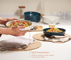 KooK Pasta Bowl, Salad Bowls, Soup, Serving Bowls, Ceramic, Large Capacity, Microwave & Dishwasher Safe, Set of 4, 40 Oz, (Cobalt)