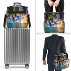 Beach Sunset Coffee Maker Carring Bag Palm Tree Travel Storage Tote Bag Compatible with Keurig K-Mini or K-Mini Plus Portable Single Serve Coffee Brewer Case with Pockets for K-cup Pods