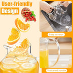 Honeydak 2 Pack 3 Liters 100 oz Column Glass Pitcher with Lid and Handle, Glass Water Jars Carafe Jug for Hot/Cold Drinks, Tea, Beverages, Parties and Picnics