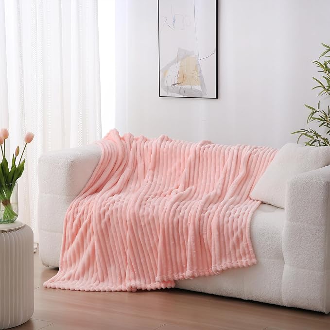 Light Pink Fleece Throw Blanket 90”×90” - Image 5
