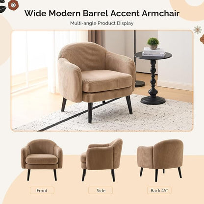 VINGLI 30.3" Wide Modern Barrel Accent Armchairs Set of 2 - Image 5