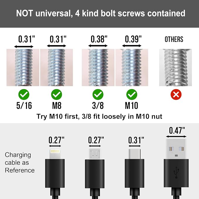 12 Inch Bed Legs Replacement for Adjustable Bed Base Frame, 3 in 1 Screw in Legs - Image 3