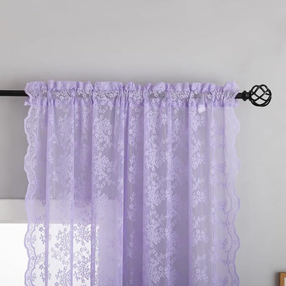 YJ YANJUN Vintage Lace Curtains 72 Inches Long-Victorian Floral Pattern - Image 2