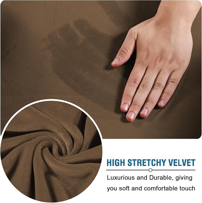 H.VERSAILTEX Real Velvet Plush 3 Piece Stretch Sofa Covers Couch Covers - Image 5