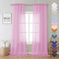 Sheer Curtains 96 Inches Long 2 Panels, Light Pink Farmhouse Voile Curtain by Lecloud