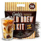 GRADY’S COLD BREW, New Orleans Style, 100% Arabica Ground Coffee & Chicory Pouches, 2 All-in-One Cold Brew Kits, each with 12 Easy-to-Brew Beans Bags, Makes 72 drinks