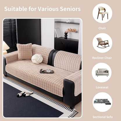 Velvet Couch Cover, Washable Sectional Sofa Cover, Anti Slip Sofa Slipcovers - Image 5