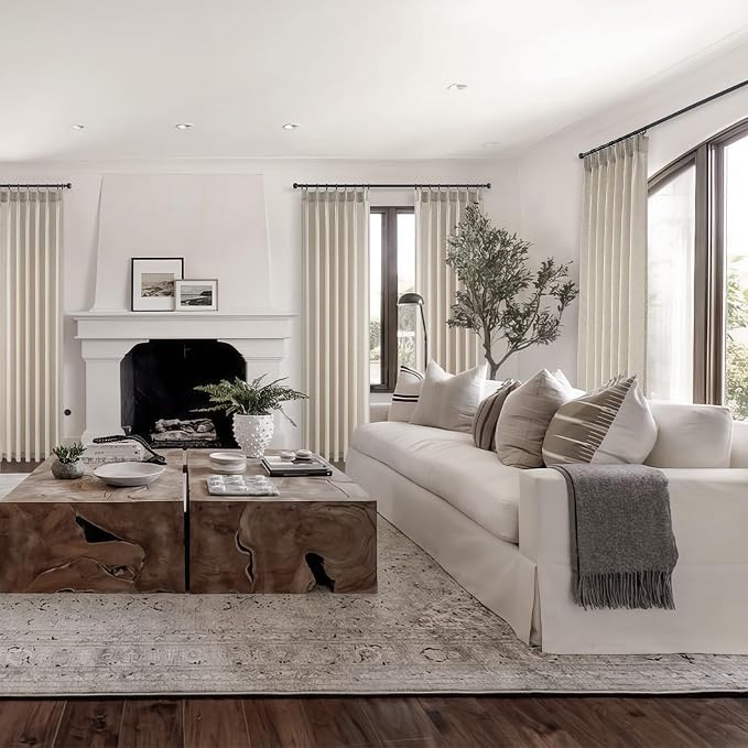 Topfinel Oatmeal Pinch Pleated Linen Curtains 84 Inch Length 1 Panels - Image 7