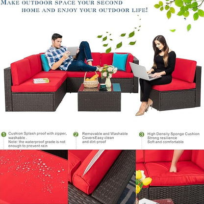 Vongrasig 7 Pieces Patio Furniture Sets, Outdoor Modular Sectional Sofa Patio - Image 5