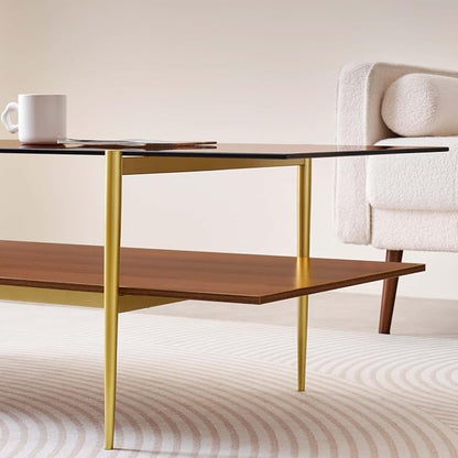 LumFurn Extra Large Rectangle Glass Coffee Table, Mid-Century Modern Design - Image 6