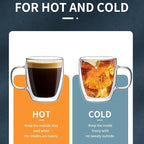Sweese 12.5 oz Double Wall Glass Coffee Mugs Set of 2 - Insulated for Espresso, Latte, Tea Beverages