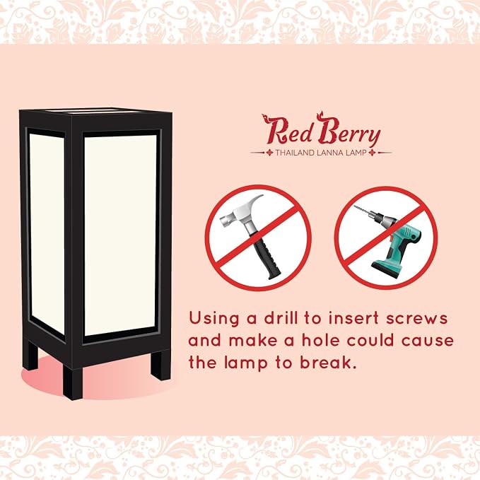 RED BERRY THAILAND LANNA LAMP Japanese Sakura/Cherry Blossom LAMP - Image 9