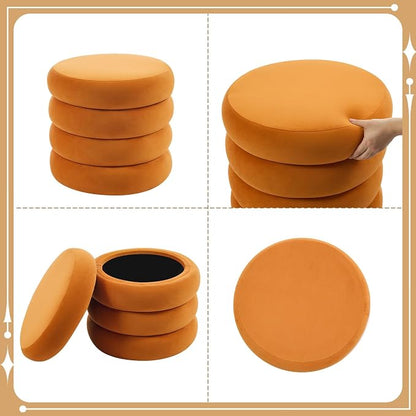 Flouki 19.5" Storage Ottoman Round, Vanity Stools - Image 7