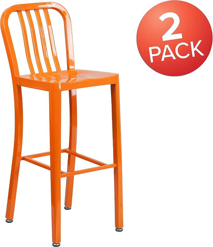 Flash Furniture Gael Commercial Grade 2 Pack 30" High Orange Metal - Image 4