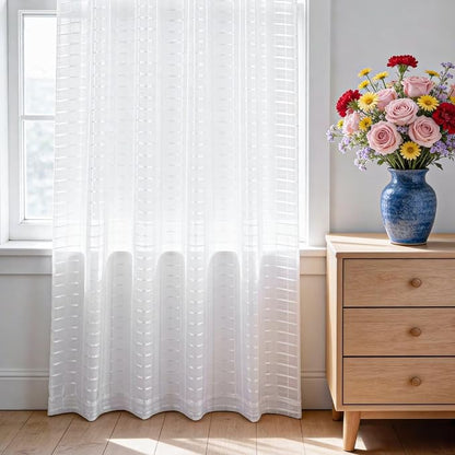 SpaceDresser Check Sheer Curtains 72 Inches Long - Image 3