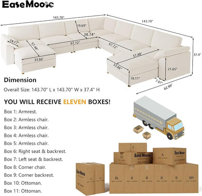 EASE MOOSE Oversized Sectional Modular Sofa，Comfty U Shape Sectional FSC - Image 2