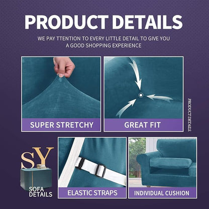ZNSAYOTX Oversized Velvet 3 Piece Couch Cover - Image 4