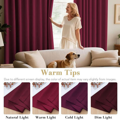 H.VERSAILTEX Burgundy Red Blackout Draperies Curtains Thermal Insulated Window - Image 5