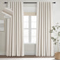 Topfinel Linen Blackout Curtains 96 Inch Long, Boho Farmhouse Ivory Birch Viral by Topfinel