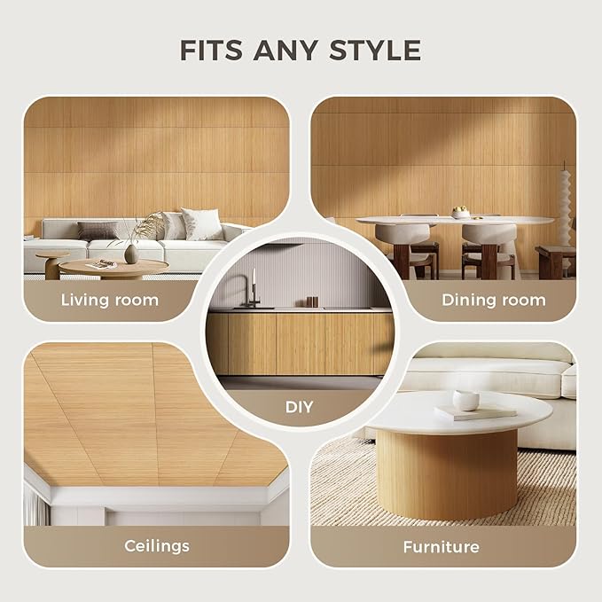 OUZUGIE 1 Pack 96x24 Inch Natural Bamboo Wall Panel – Yellow Burned Pole Wrap - Image 4