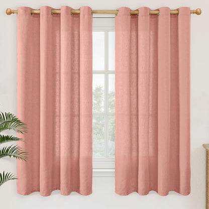 YoungsTex Dusty Rose Linen Curtains 63 Inches Length by YoungsTex