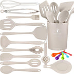 18 Pcs Cooking Utensils Set, Kitchen Utensils Set with Utensil Holder, 446°F Heat Resistant Silicone Spatula Set, Kitchen Gadgets Tools Set for Nonstick Cookware BPA FREE