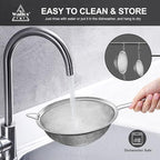 Walfos Large Fine Mesh Strainer 9.5" & 8", Stainless Steel Mesh Sieve with Sturdy Handle, Kitchen Metal Food Strainers for Quinoa, Rice, Pasta, Fruits, Vegetables, etc., Set of 2