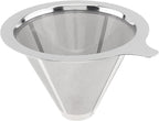 TQEONKL Pour Over Coffee Dripper,Paperless Reusable Coffee Filter,Metal Cone Reusable Single Cup Coffee Maker (2-4 cups)