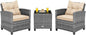 COSTWAY 3PCS Patio Furniture Set, PE Rattan Wicker Sofa w/Washable Cushion and by COSTWAY