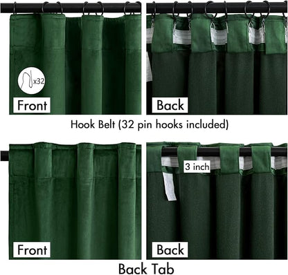 MIULEE Velvet Curtains 50W x 84L 2 Panels Hunter Green Blackout Curtains | - Image 3