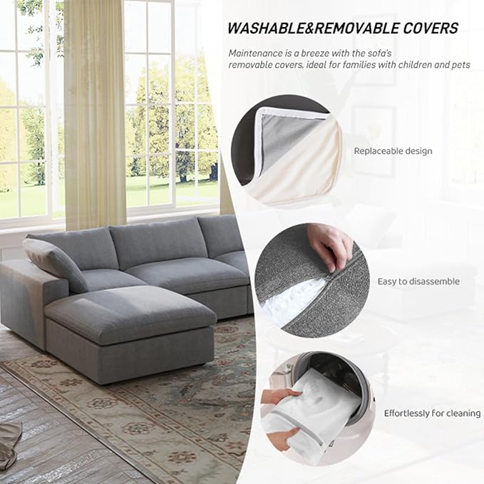 Cloud Modular Sectional Sofa Couch, Minimalist Deep Sofa Couches, Sofa Covers - Image 4