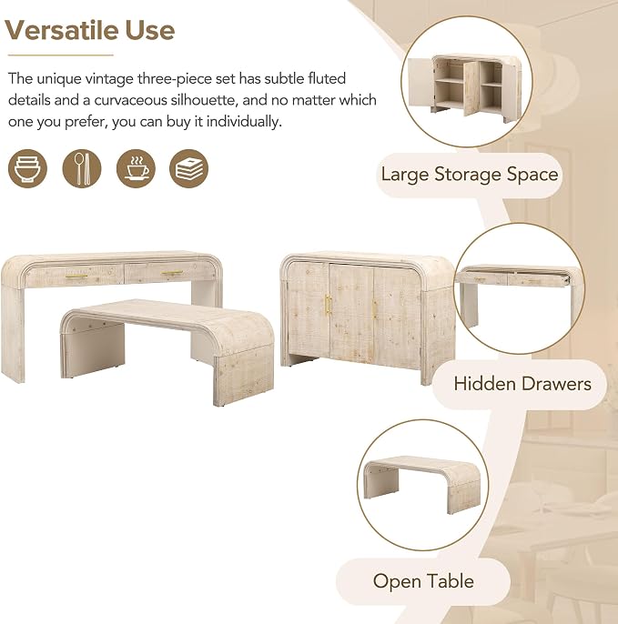 Retro Silhouette Sectional 3-Piece Set Containing Sideboard, Console Table and - Image 5