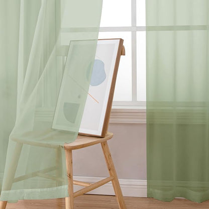 Sheer Curtain 96 Inch Long 2 Panels Set, Light Filtering Clear Rod Pocket Soft - Image 4