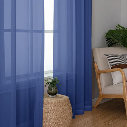 Sheer Curtains 63 Inch Length 2 Panels Set, Light Weight Soft Solid Fimly Sheer - Image 2