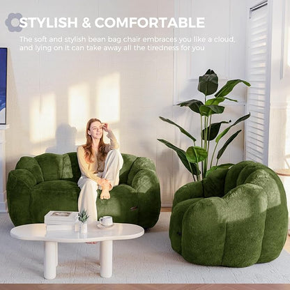 MAXYOYO Bean Bag Chair for Adults, Loveseat Floral Shaped Bean Bag Sofa - Image 3