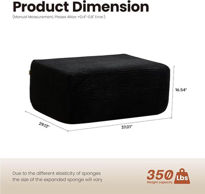 ovios 37" Corduroy Ottoman, Upholstered Cloud Ottoman - Image 2