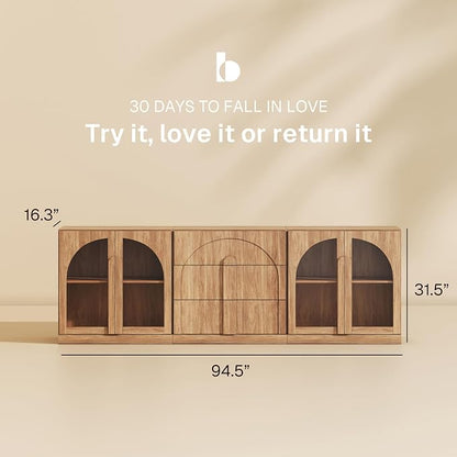 BELLEZE 3-Piece Modular Sideboard Cabinet Freely Configurable, Modern Wood - Image 2