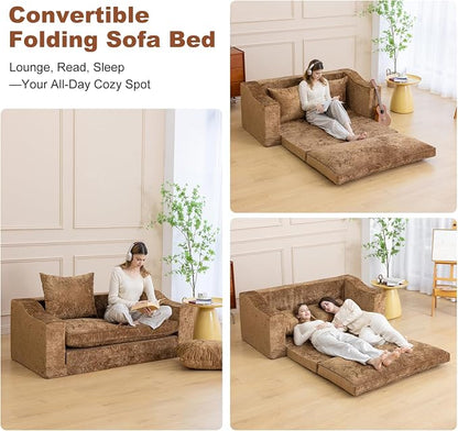 61" Convertible Sofa Bed Loveseat, Memory Foam Boneless Floor Couch - Image 7