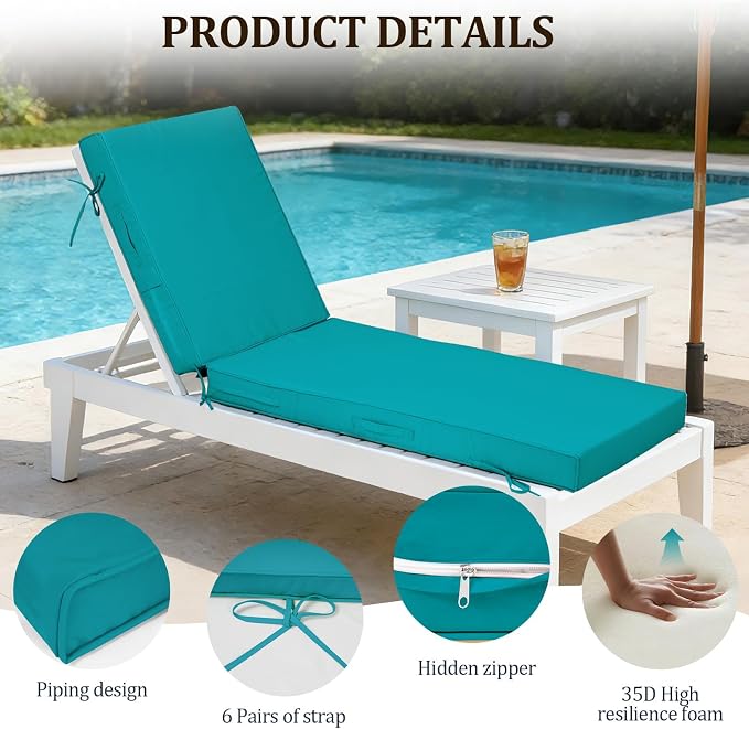 80x26x4in Lounge Cushions for Outdoor Furniture, Outdoor Lounge Chair Cushions - Image 6